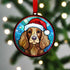 Cocker Spaniel (Working) Chocolate in Santa Hat Suncatcher Decoration